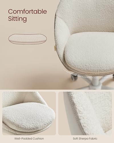 VASAGLE Vanity Chair, Adjustable Swivel with Back and Wheels - Image 6