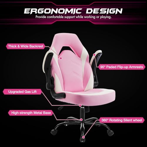 Sweetcrispy Computer Desk Chair, Lumbar Support Video Game Chair PU Leather - Image 6
