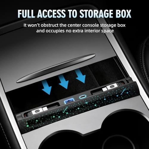 65W USB Hub Charger with RGB for Tesla Model Y Juniper & Model 3 Highland - Image 7