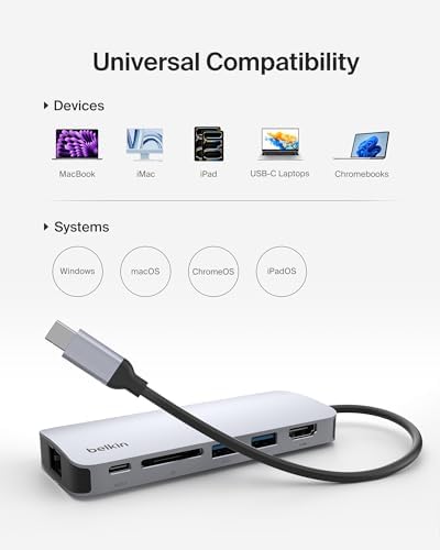 Belkin USB-C Hub 6 in 1 100W PD 4K HDMI, Ethernet & SD - Image 7