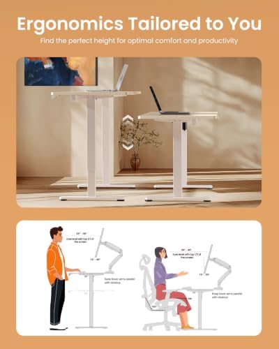 ErGear Height Adjustable Electric Standing Desk, 32 x 19 Inches Sit Stand up Desk, Memory Computer Home Office Desk, Natural - Image 7