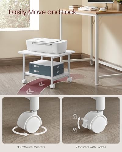VASAGLE 2-Tier Printer Stand with Locking Wheels, Under Desk Printer Table - Image 6