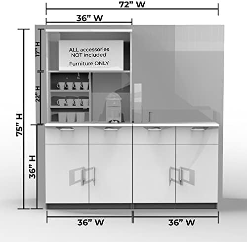 BREAKtime Breakroom Cabinet with 4-Door Base Storage & Upper Hutch, Microwave Space, Commercial-Grade, Fully Assembled, 72" W x 24" D x 75" H, Appliances Not Included, Beech - Image 5