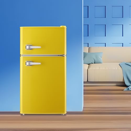 WANAI 3.5 Cu.Ft Yellow Mini Fridge With Freezer Compact Refrigerator Dorm - Image 6