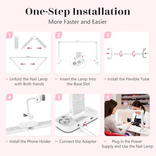 Half Moon Light for Nail Desk: 34" Large Foldable Nail Light for Desk - Image 7