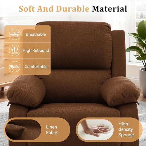 Korser Recliner Chair, 360 Swivel Rocker Chair for Adults, Small Rocking Recliner for Small Spaces, Upholstered Fabric Glider Recliner Nursery - Image 6