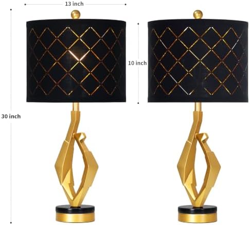 CINSARY 30" Tall Black and Gold Table Lamps Set of 2 for Living Room - Image 7