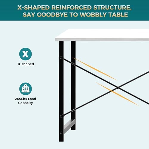 DUMOS 55 Inch Small Computer Desk, Gaming Desks for Home Office Bedroom - Image 6