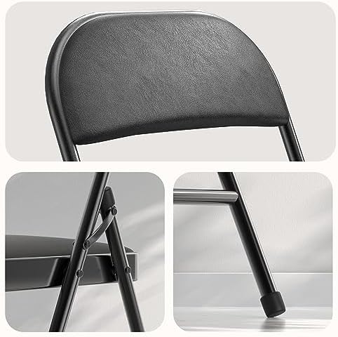 Nazhura Folding Chairs with Padded Vinyl Cushion Chairs with Comfortable Cushion and Durable Steel Frame for Home and Office, for Indoor and Outdoor Events (Black, Vinyl, 12 Pack) - Image 6