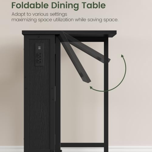 CHOEZON Folding Desk with Power Outlets, 31.5" Rolling Computer Table with Wheels, Portable Office Desk with Storage Shelf for Small Spaces Black TDN01UBB - Image 6