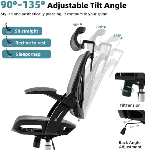 Executive Office Chairs Gaming Chairs with Headrest Lumbar,Grey - Image 6