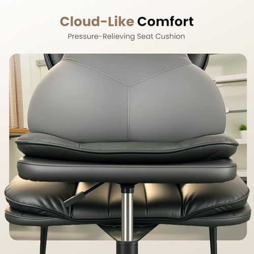 Cross Legged Office Chair, Ergonomic Cloud Criss Cross Desk Chair, Meditation Chair with Wheels, Height Adjustable Seat for ADHD, Wide Kneeling Chair with Back Support, Black - Image 6