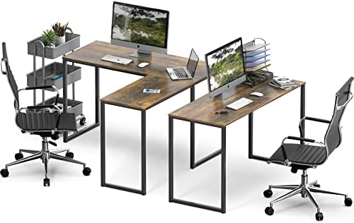 SHW Mission 48 x 48 L-Shape Home Office Computer Desk, Rustic Brown - Image 6