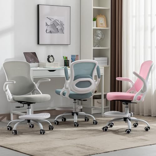 Kids Desk Chair,Ergonomic Study Chair with Adjustable Height,Swivel Mesh Desk Chair with Wheels,Home Office Chair for Children in Home Bedroom Grey - Image 7