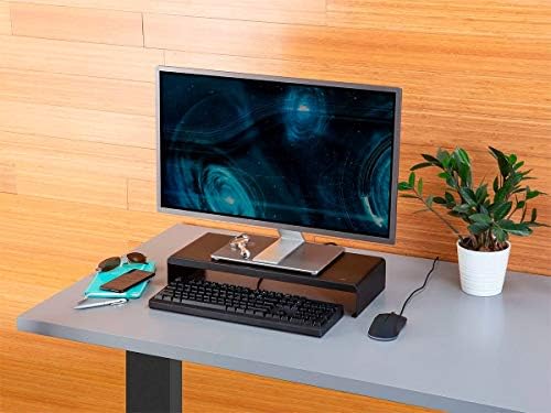 Monoprice Metal Multimedia Desktop Stand- 7.9 x 19.3 Inches - Black | Raised 3.2 Inches, Monitor Stand & Riser, Laptop Stand - WorkstreamCollection - Image 6