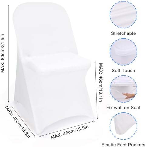 Fixwal 36 Pcs White Folding Chair Covers Spandex Stretch Slipcover - Image 6