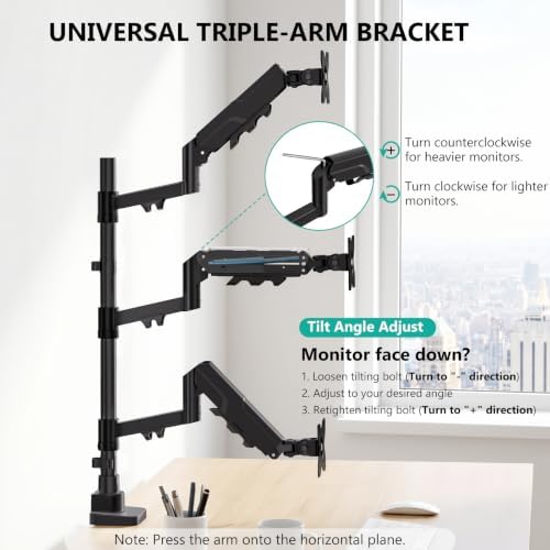 WALI Stacked Triple Monitor Mount for 49" UItrawides and Dual 34" Monitors - Image 7
