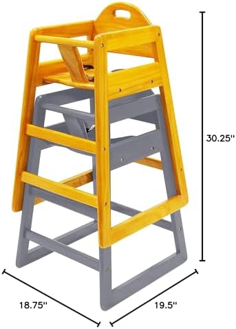 Wooden High Chair for Baby & Toddler – Restaurant-Style Stackable HighChair with Commercial Grade Solid Wood for Dining Table & Kitchen – Compact & Portable Design for Home & Restaurant Use - Gray - Image 6