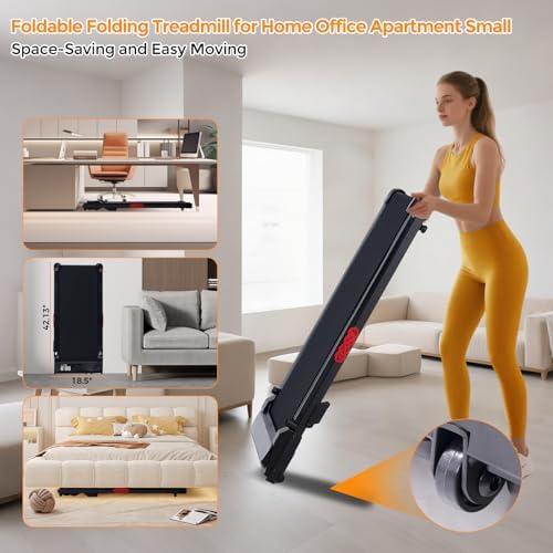 KASSADIN Electric Walking Pad Treadmill with Handle Bar Incline for Home, Portable Walking Pad Treadmill with Handles for Home Small, 3.0HP Mini Under Desk Treadmill for Exercising, 0.6-7.6MPH, 350LB - Image 6