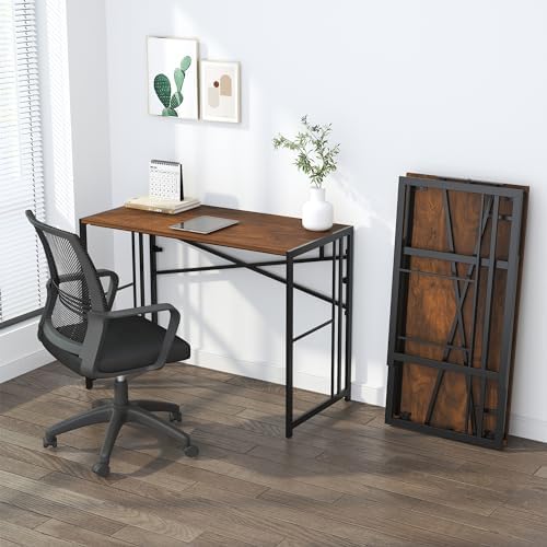 Lutown-Teen 35 inch Folding Small Desk, Mahogany - Image 7