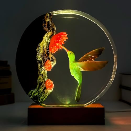 Hummingbird Resin Lamp, Handmade Resin Night Light for Home Office Decor - Image 7