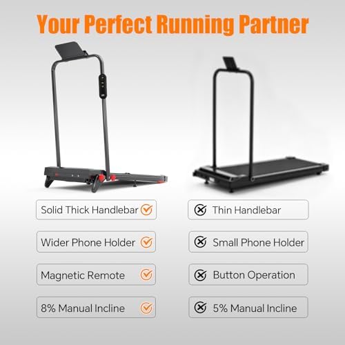 Walking Pad Treadmill with Incline and Handle Bar, 7.5MPH Under Desk Foldable Treadmill for Home Office with Remote Control - Image 7