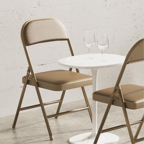 Nazhura Folding Chairs with Padded Vinyl Cushion Chairs with Comfortable Cushion and Durable Steel Frame for Home and Office, for Indoor and Outdoor Events (Kahki, Vinyl, 8 Pack) - Image 6