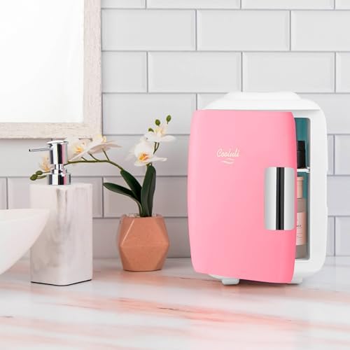 Cooluli Mini Fridge for Bedroom - Car, Office Desk & Dorm Room - Portable 4L/6 Can Electric Plug In Cooler & Warmer for Food, Drinks, Skincare Beauty & Makeup - 12v AC/DC & Exclusive USB Option, Pink - Image 7