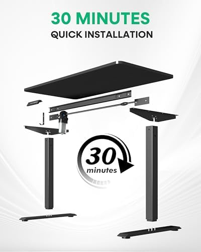 VECELO Electric Standing Desk Adjustable Height, 48 x 24 Inch Computer Desk with Headphone Hook, Memory Preset Gaming Desk, Dual-Motor, Easy Assemble for Home, Office, Black - Image 7