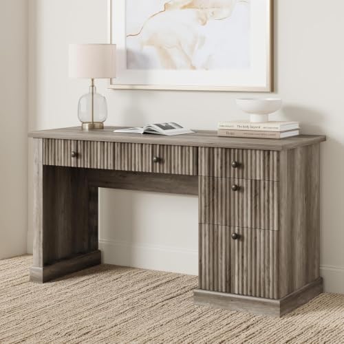 Garvee 54" Fluted Home Office Desk with File Drawer for Home Office - Image 7
