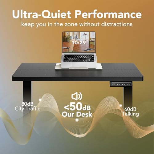 HUANUO 48x24 Inch Electric Standing Desk, Adjustable, Carbon Fiber Black - Image 6
