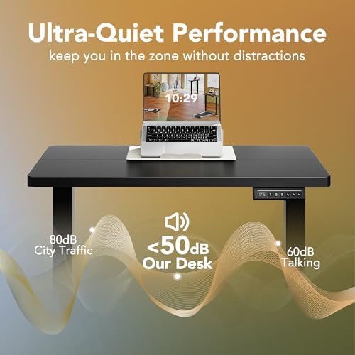 HUANUO 32x19 Inch Small Electric Standing Desk, Adjustable, Black - Image 6