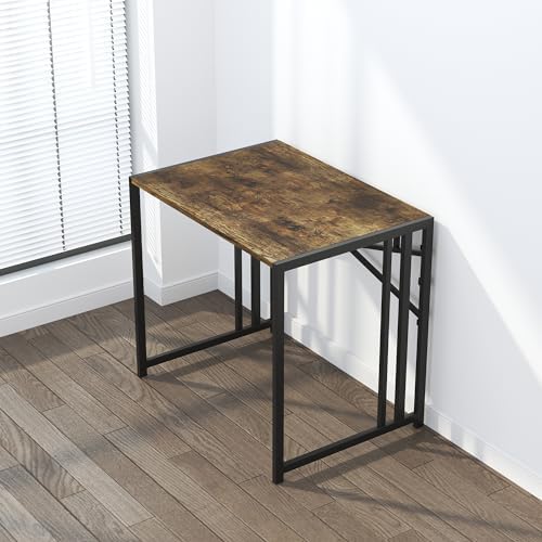 Lutown-Teen 32 inch Small Folding Computer Desk, Rustic Brown - Image 7