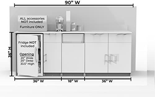 BREAKtime Breakroom Cabinet with Mini Fridge Space, 2-Door Storage & Trash Bin, Fully Assembled, 90" W x 24" D x 36" H, Trash Bin Included, Appliances Not Included, Beech - Image 5