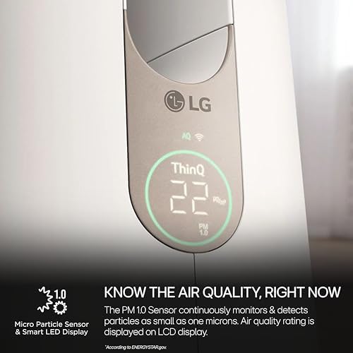LG PuriCare AeroTower Air Purifier Fan for Home, Large and Small Room, Bedroom, with True HEPA Filter, Multiple Airflow Options, WiFi, Air Quality Monitor, Low Noise, NanoFiber - Image 6