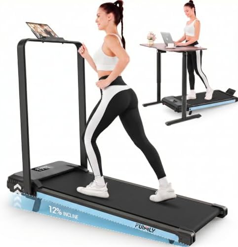 FUNMILY Upgrade Walking Pad Folding Treadmill with 12%/15% Incline & Handle Bar, 3.5HP Foldable Under Desk Compact Treadmills for Home/Office/Gym, 400+lb Capacity, Shock Absorption by FUNMILYSportsFitnessCardioTraining