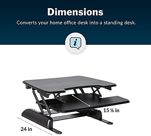 Vari - VariDesk Essential 30 - Two-Tier Standing Desk Converter for Home Office - Adjustable Sit Stand Desk with 11 Height Settings - Standing Desk Riser for Monitor & Accessories - 30" Wide, Black - Image 6