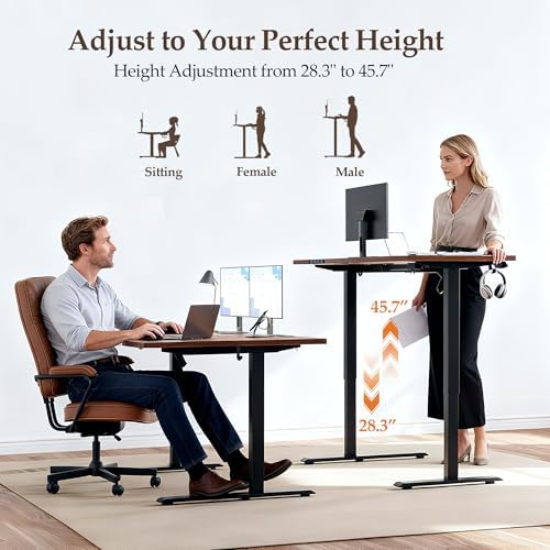 Klicelor L Shaped Standing Desk 63 x 35.4 Inch, Electric Height Adjustable Corner Desk for Home Office Workstation, Ergonomic Sit Stand Computer Table with Memory Controller, Rustic Brown - Image 6