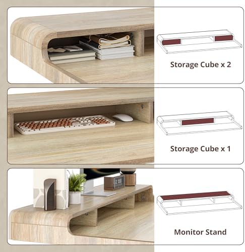 TIQLAB 47 * 24 inch Standing Desk with Curved Top Shelf, Maple - Image 7