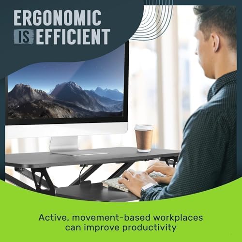 TechOrbits OF-S06-2 Desk Converter-37-inch Height Adjustable, MDF Wood, Sit-to-Stand Rise-X Pro Black, 36" - Image 6