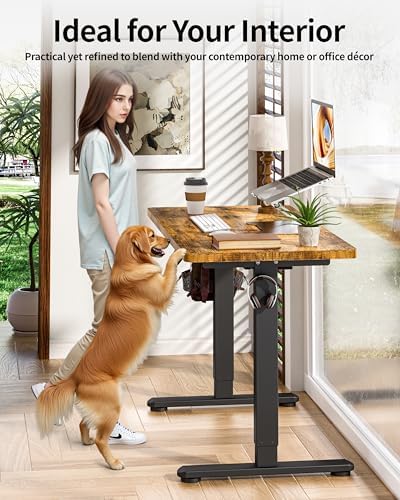 BIZUM Standing Desk Electric Adjustable Computer Desk-Stand up Desk Office Gaming Home Office Memory Desks 48x24 inches Black Frame/Rustic Brown Top - Image 6