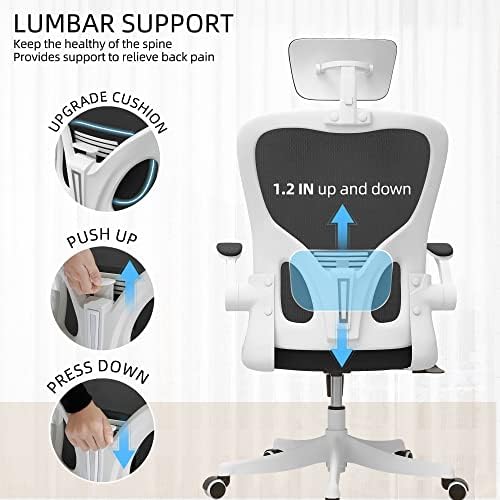 Monhey Office Chair, Ergonomic Office Chair with Lumbar Support & 3D Headrest & Flip Up Arms Home Office Desk Chairs Rockable Computer Chair Multi-Angle from 90° to 130° with 350LBS CapacityChair - Image 6