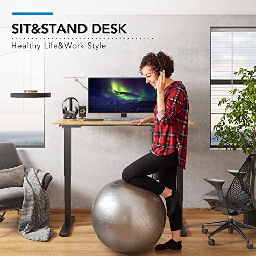FLEXISPOT E6 Bamboo 3-Stage Dual Motor 60 x 30 Electric Standing Desk Sit Stand Up Desk, Holds 220 lbs, Adjustable Height w/Memory Presets, Solid Bamboo Curved Desktop & Black Frame, Ships in 2 Boxes - Image 7