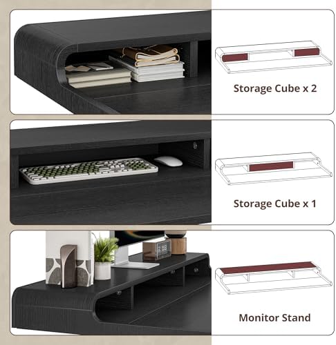 TIQLAB Standing Desk with Storage, 47"×24" Electric Adjustable Desk with Monitor Shelf for Home Office, Stand Up Desk for Study, Work, Writing, Black - Image 7