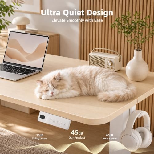 Claiks Electric Standing Desk 35x20 Inch Adjustable Desk, Nature - Image 7