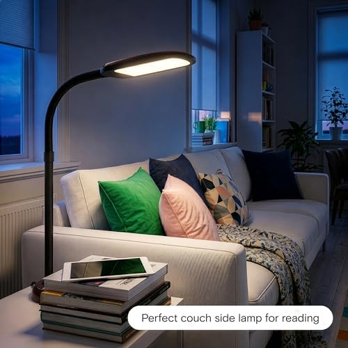 Brightech Litespan Slim LED Floor Reading Lamp - Modern Tall Lamp with Adjustable Gooseneck for Living Rooms & Offices - Dimmable Crafts Work Light - Brown - Image 7
