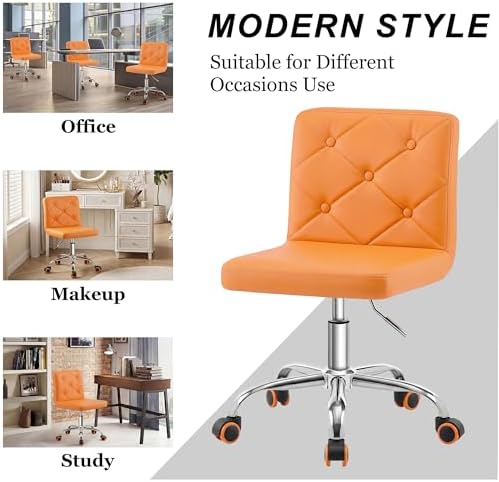 VECELO PU Leather Mid-Back Armless Vanity Chair Adjustable Height 360° Rolling Swivel for Home Office Work - Image 7