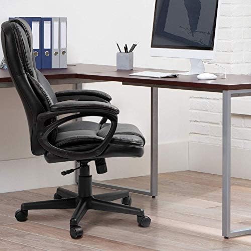 Furmax Office Executive Chair High Back Adjustable Managerial Home Desk Chair, Swivel Computer PU Leather Chair with Lumbar Support (2, Black) - Image 7
