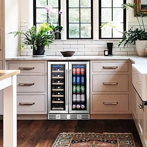 24 Inch Wine and Beverage Fridge, Wine Refrigerator Dual Zone Hold 20 Bottles and 78 Cans,Built-In or Freestanding Digital Touch Control - Image 7