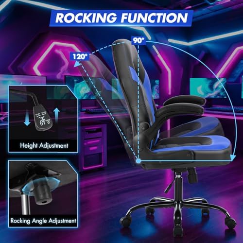 Sweetcrispy Computer Desk Chair, Lumbar Support Video Game Chair PU Leather - Image 6